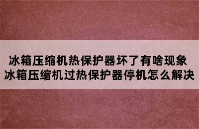 冰箱压缩机热保护器坏了有啥现象 冰箱压缩机过热保护器停机怎么解决